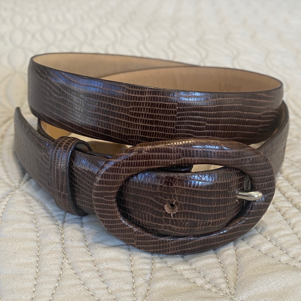 henri bendel Lizard Grain Leather Belt
